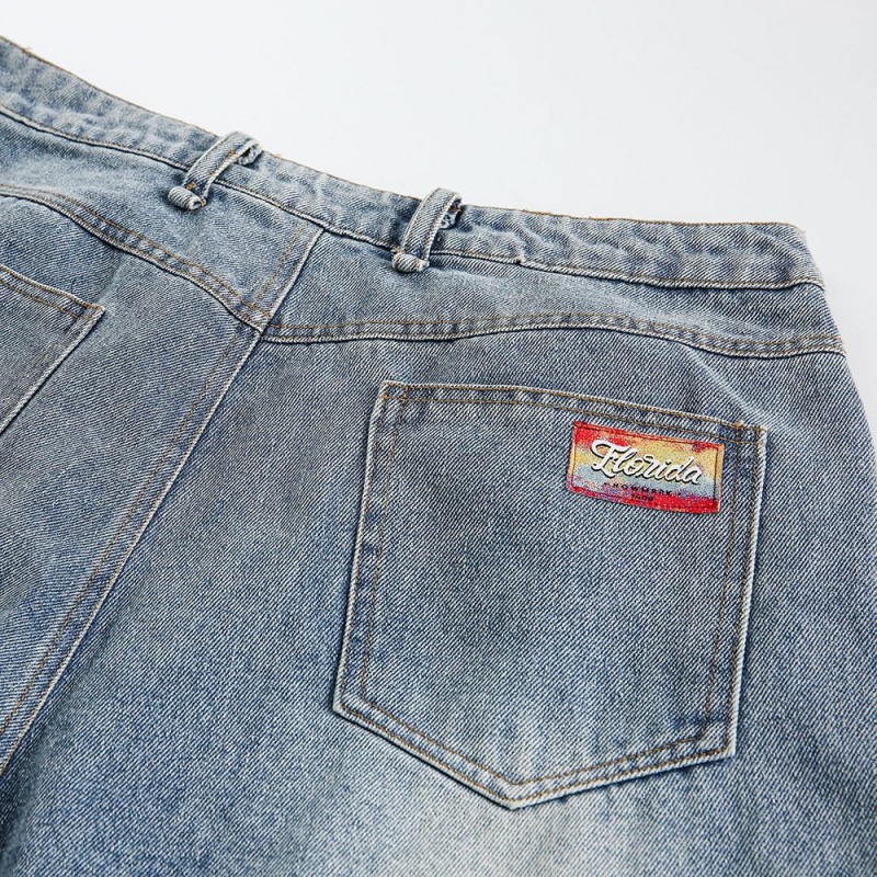 Fashion Destroyed Graffiti Cropped Pants Men