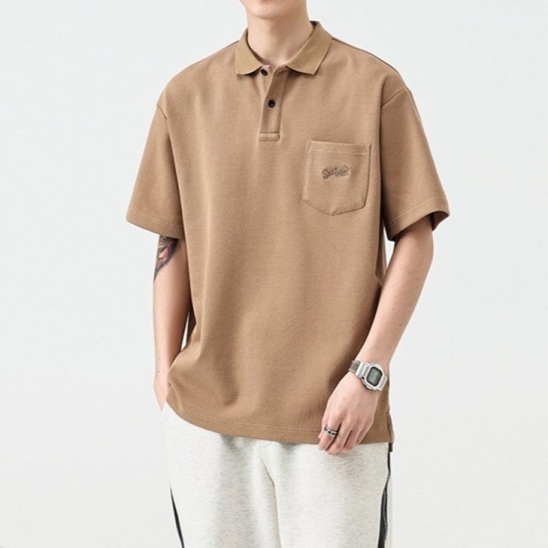 Retro Summer Breathable Lapel Short Sleeve Polo Sh...