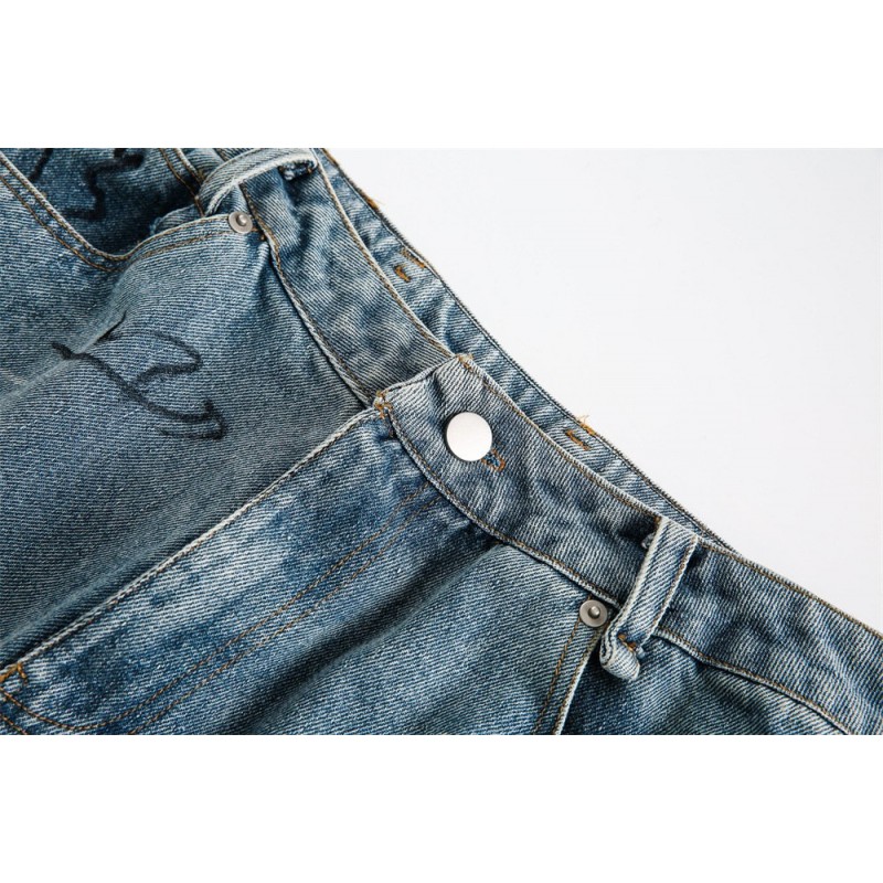 Fashion Destroyed Graffiti Cropped Pants Men