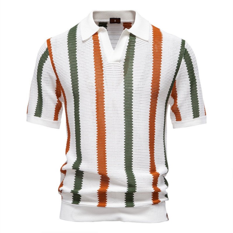 Summer New Breathable Hollow Men Short-sleeved Kni...