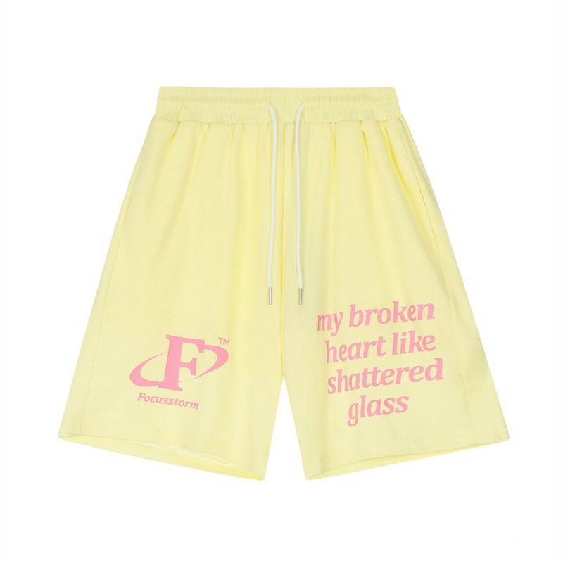 Letter Printed Loose Cropped Pants Men