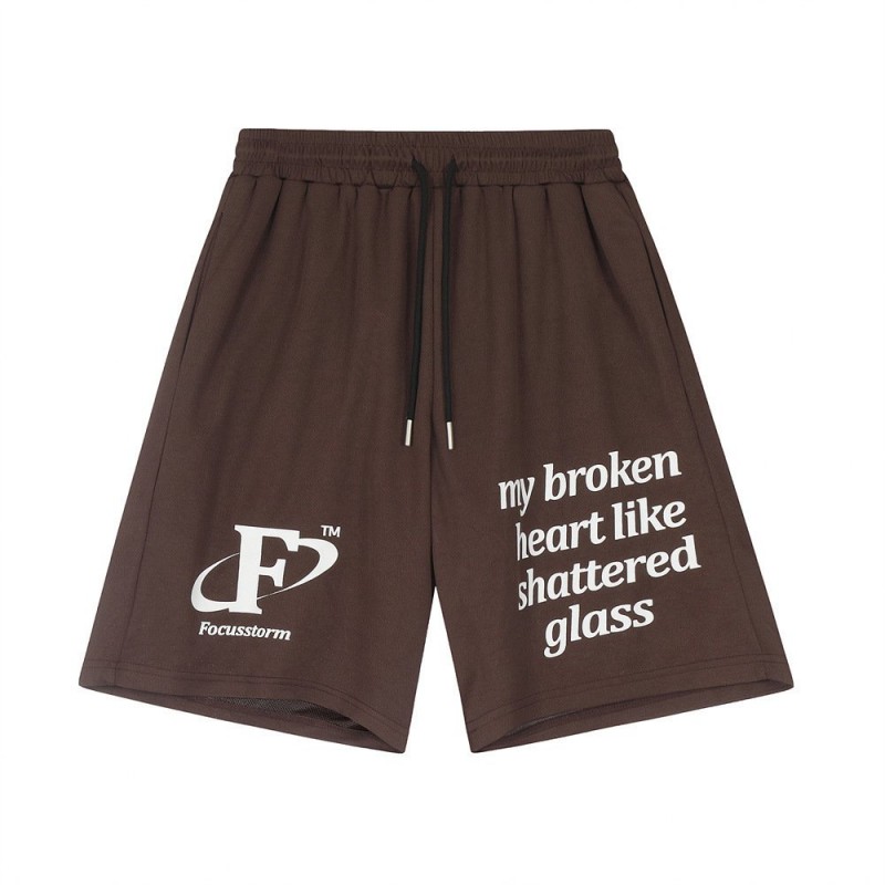 Letter Printed Loose Cropped Pants Men