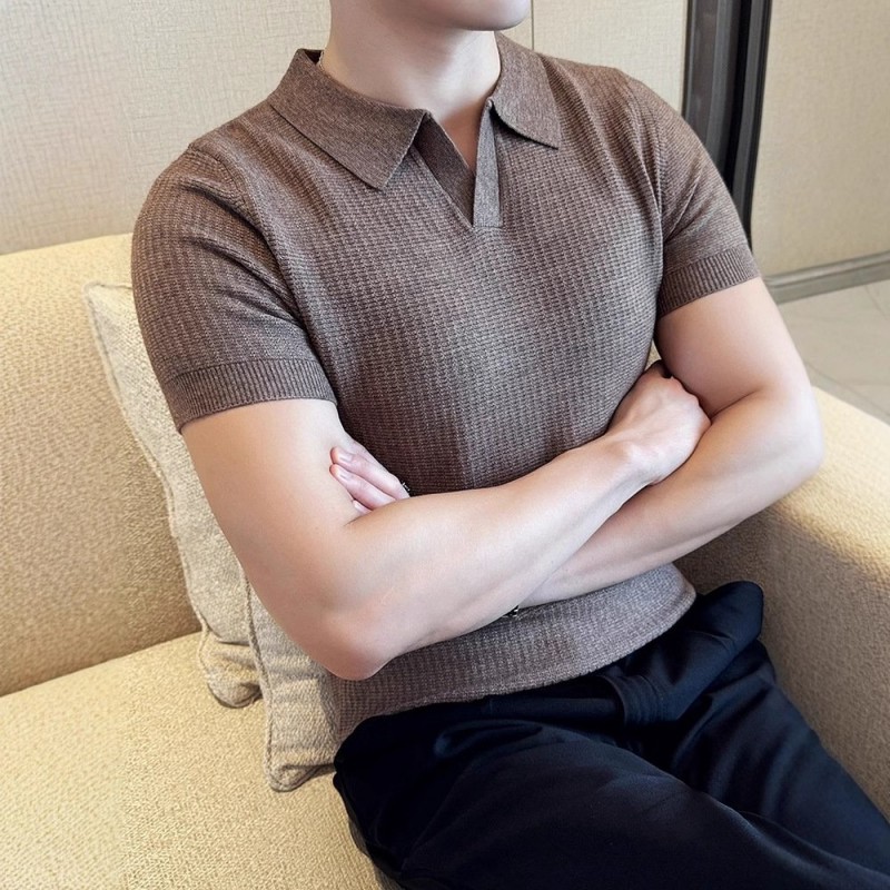 Fashion Summer Thin Knitted Polo Shirt For Men