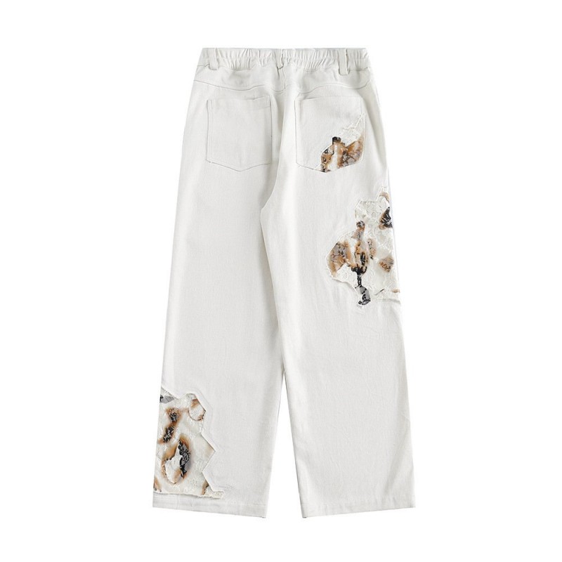 Stitching Denim Straight-leg Pants Men