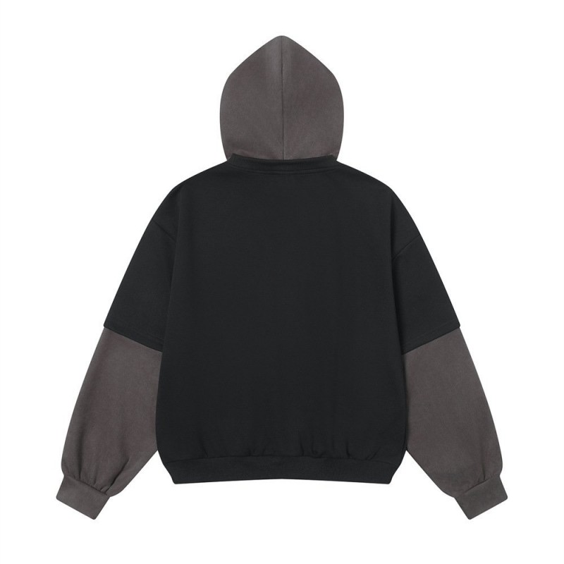 Printed False Two-piece Pullover Patchwork Hoodie Men