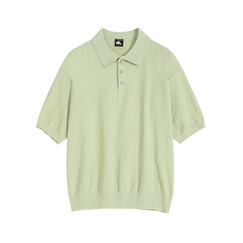 Simple Retro Knitted Polo Shirt Short Sleeve Men