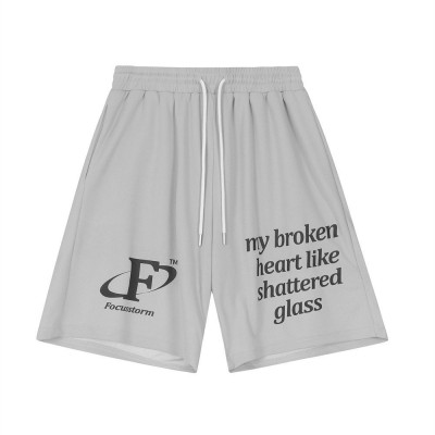 Letter Printed Loose Cropped Pants Men