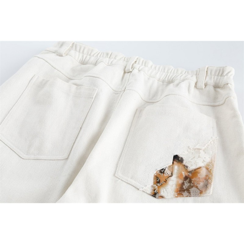 Stitching Denim Straight-leg Pants Men