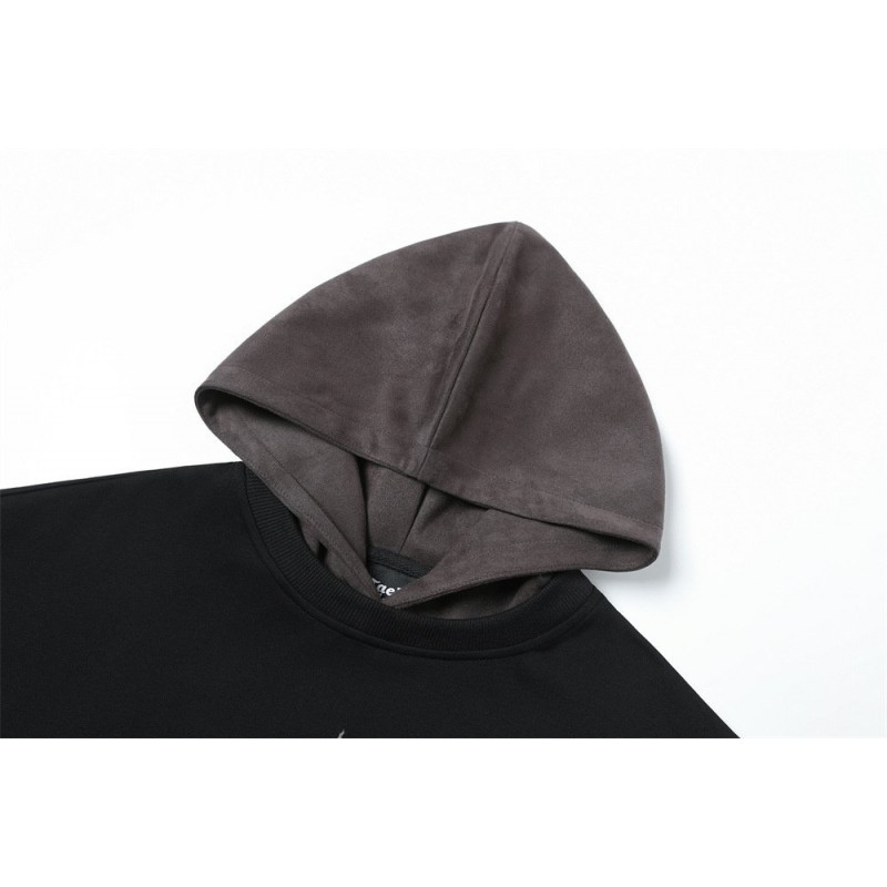 Printed False Two-piece Pullover Patchwork Hoodie Men